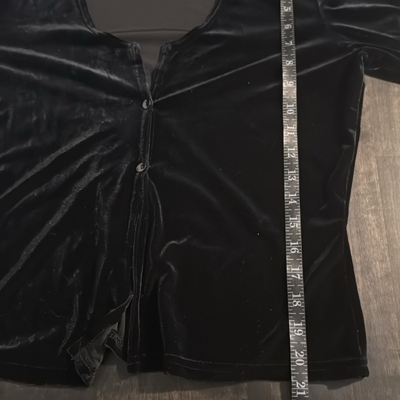 Vintage Express Tricot Black 90s Velvet Cardigan Size Medium - Picture 8 of 8